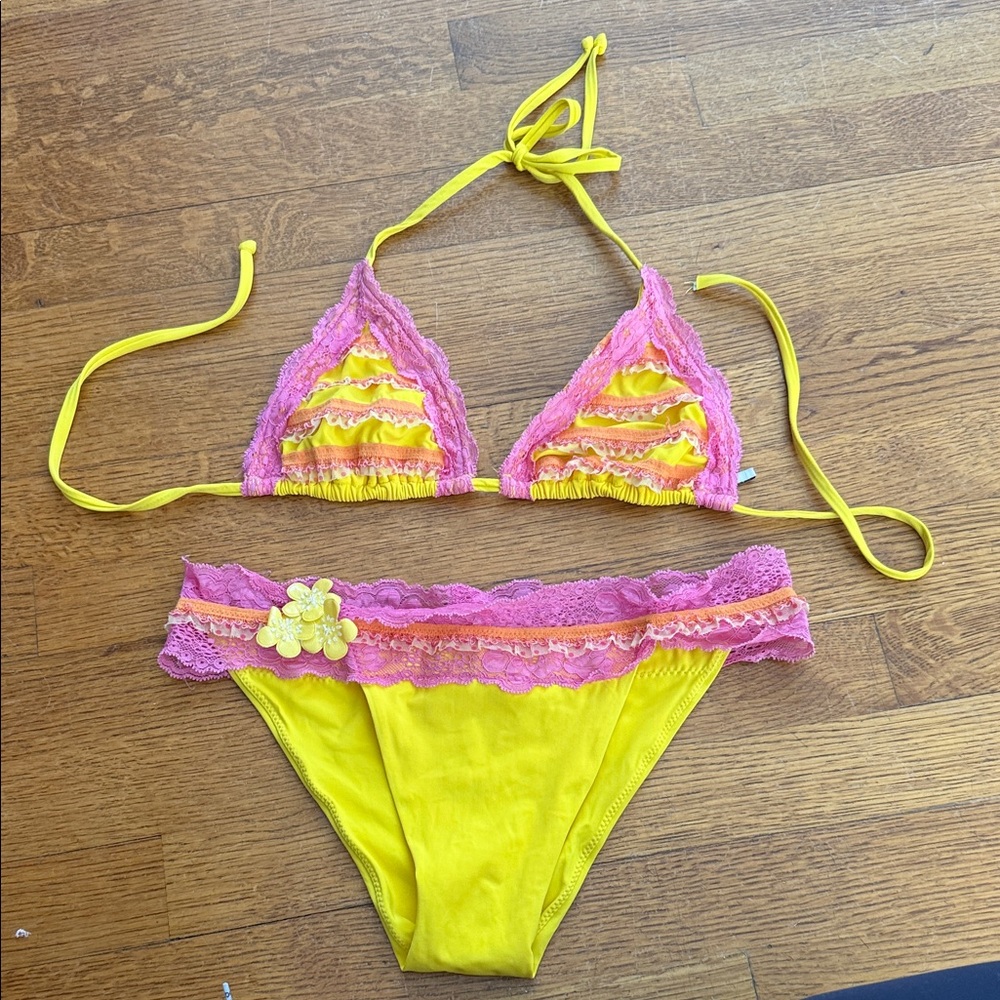 Beach Bunny Yellow and Pink Bikini